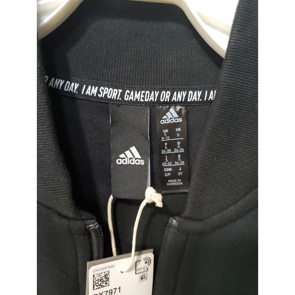 Adidas Must Haves 3 Stripes Track Jacket DX7971 Black Women's Size Small NWT - Picture 5 of 7